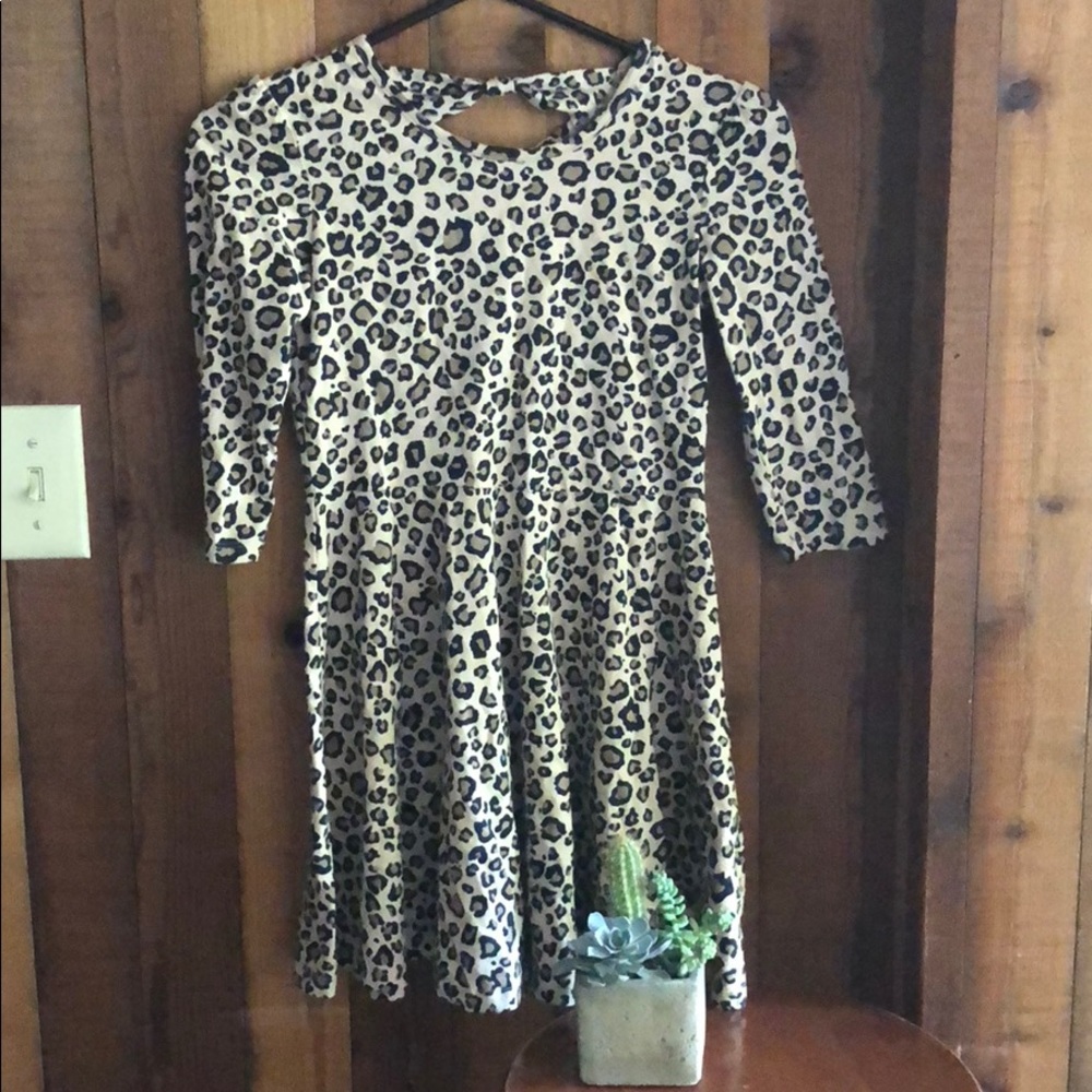 Long sleeve girls cheetah print dress